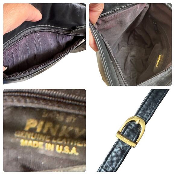 PINKY Genuine Leather Small Black Bucket Crossbody Bag - Picture 13 of 15